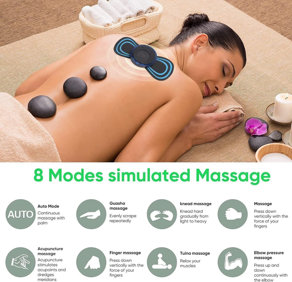Mini Rechargeable Electric Massager – 8 Modes | 19 Intensity Levels | Portable Pain Relief for Back, Shoulders, Arms & Legs (Men & Women)