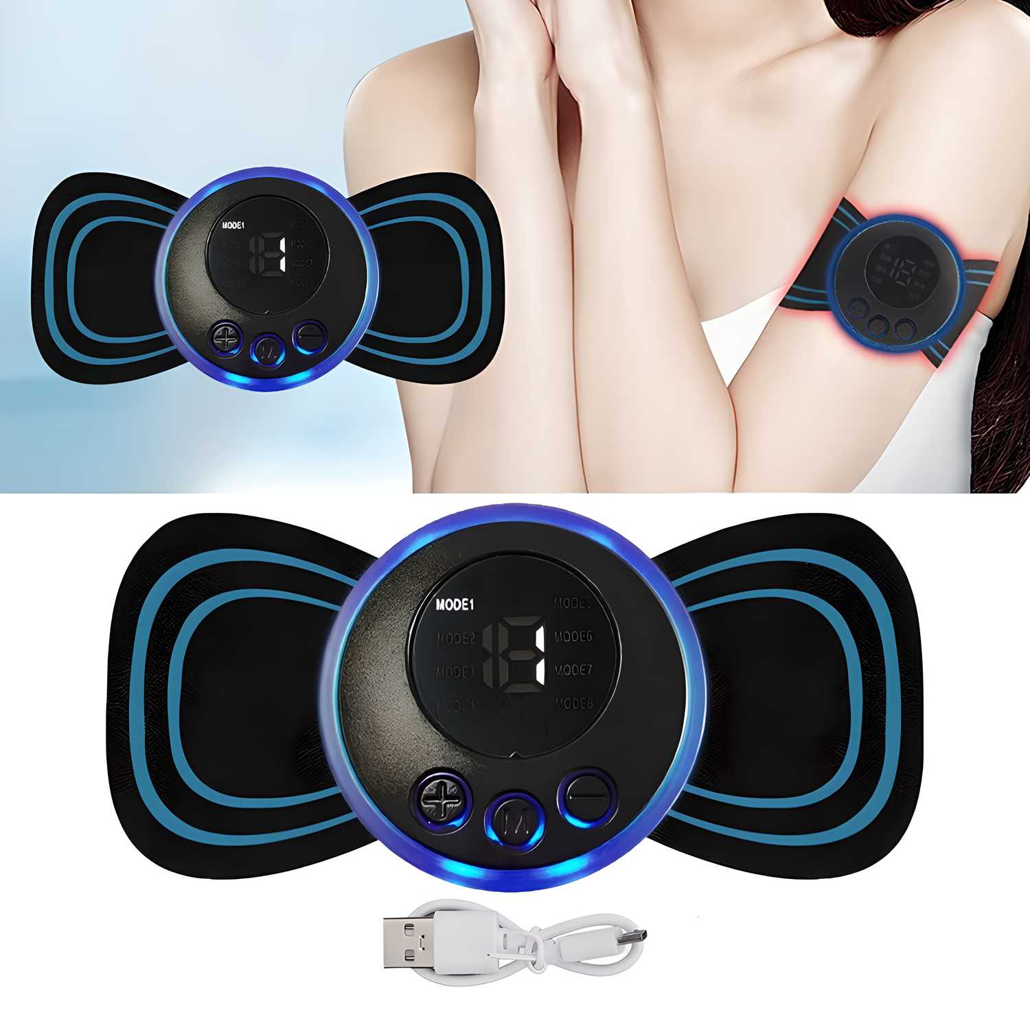 Mini Rechargeable Electric Massager – 8 Modes | 19 Intensity Levels | Portable Pain Relief for Back, Shoulders, Arms & Legs (Men & Women)