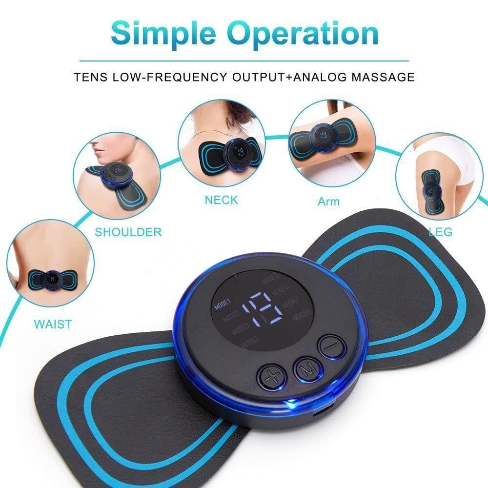 Mini Rechargeable Electric Massager – 8 Modes | 19 Intensity Levels | Portable Pain Relief for Back, Shoulders, Arms & Legs (Men & Women)